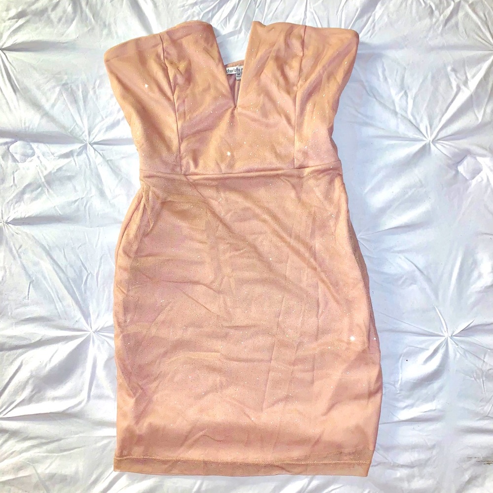 Strapless Nude Sparkly Dress